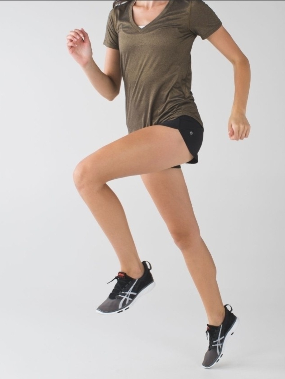 Lululemon What The Sport Tee V-Neck - Heathered Black / Gold Sparkle - Picture 8 of 15